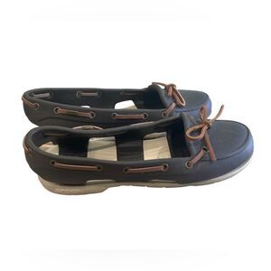 Crocs Women’s Size 7 Beach Line Boat Shoes Nautical Loafer Brown  Comfort